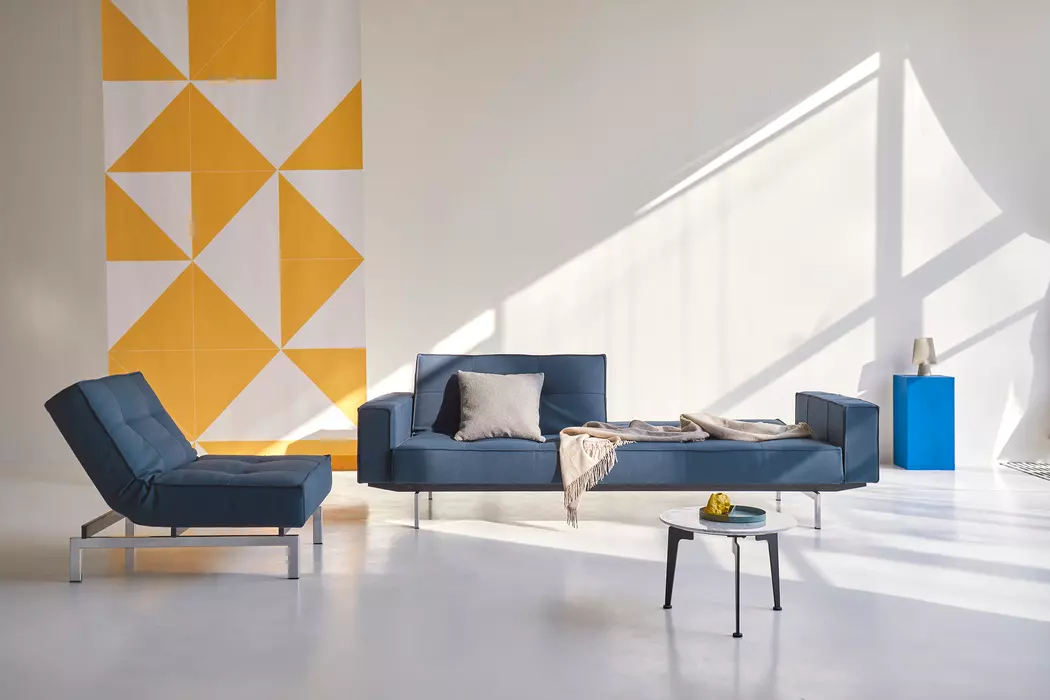 Schlafsofa mit Armlehnen Splitback Chrom