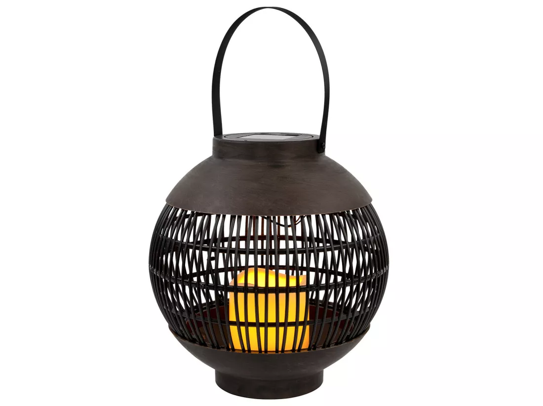 Lanterne solaire LED extérieure ronde marron 3000K 7hSevenOn Outdoor