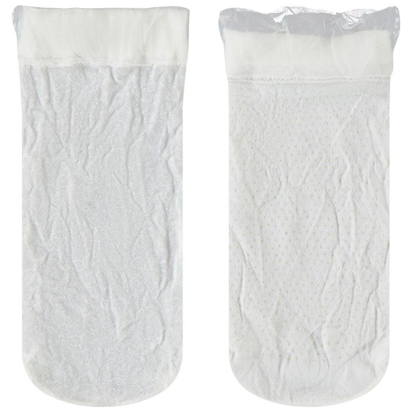 Lot de 2 paires de chaussettes fines pour fille - Ecru