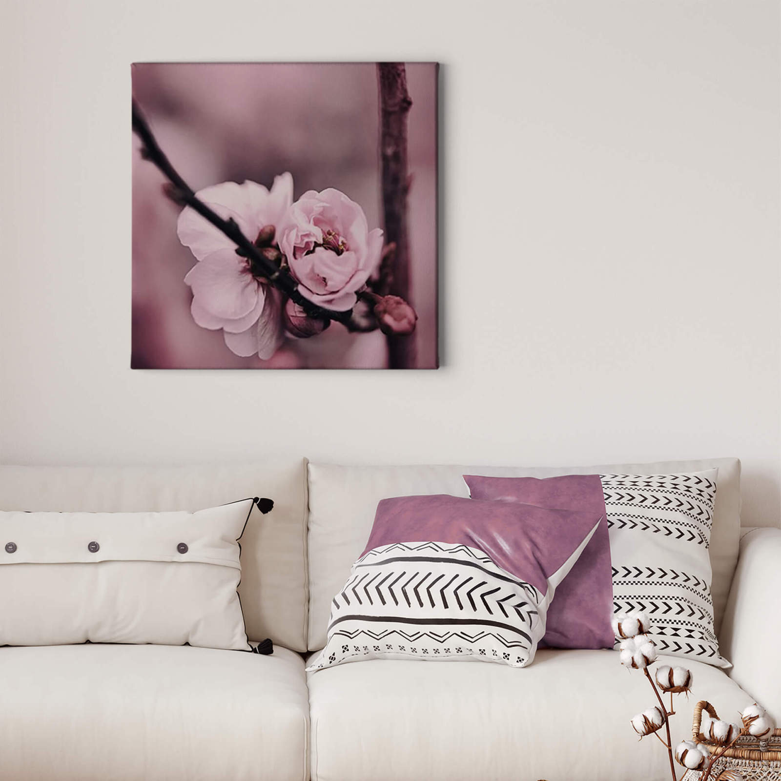 Leinwandbild BLUMEN - rosa - 50x50 cm