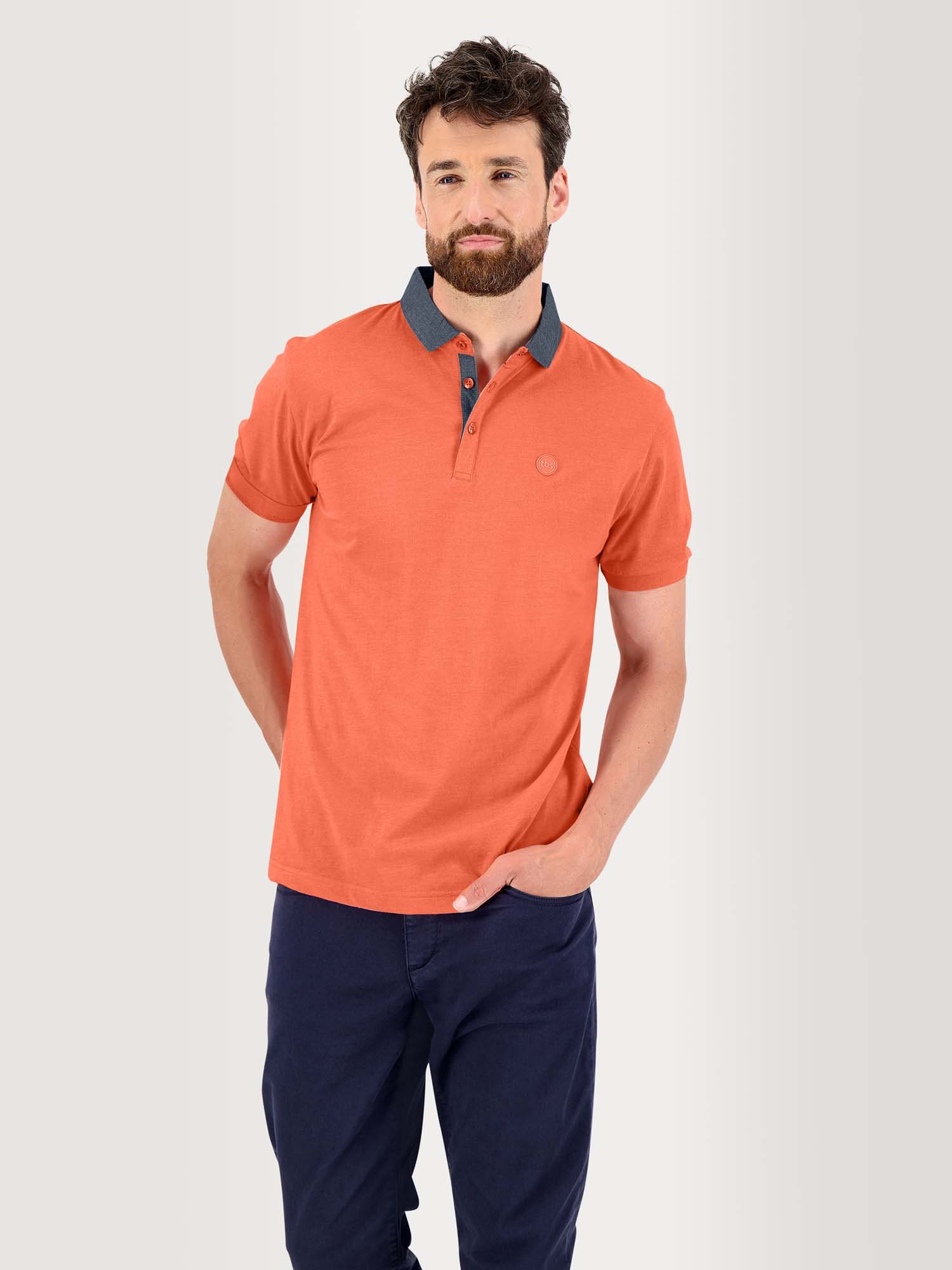 Polo Homme Jersey Coton Bleu Corail