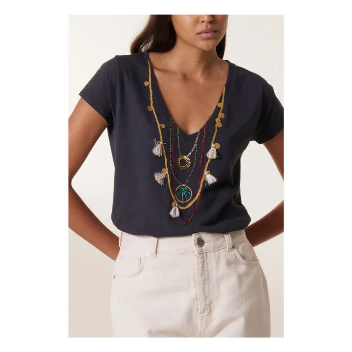 Leon & Harper T-Shirt Tonton Chain Coton Bio | Charbon