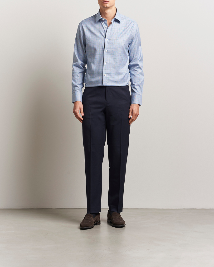 Charles Tyrwhitt Slim Fit Non Iron Prince of Wales Shirt Indigo Blue