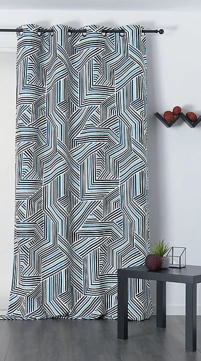 Rideau Chili bleu Linder l.135 x H.250 cm