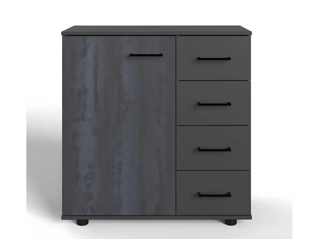Chambre à coucher complète adulte (lit 160x200 cm Queen Size + 2 chevets + armoire + commode)