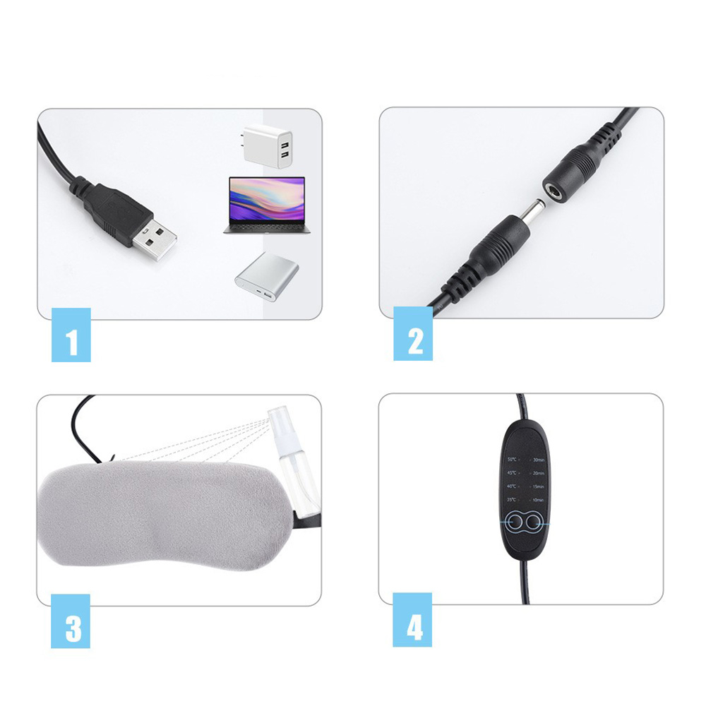 2in1 Elektrische USB Augenmaske Wärmende Schlafmaske Kühlende Augenbinde - Grau