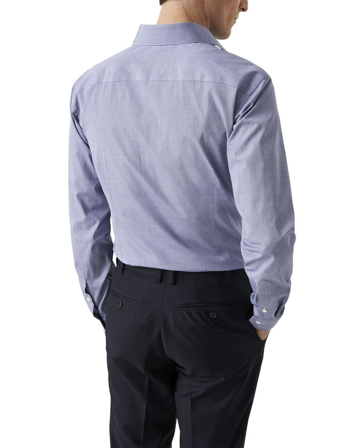 ETON Contemporary Fit Dark Blue Chambray Elevated Poplin Shirt Blå