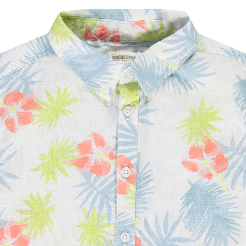 Chemise manches courtes imprimé exotique pour garçon - Blanc