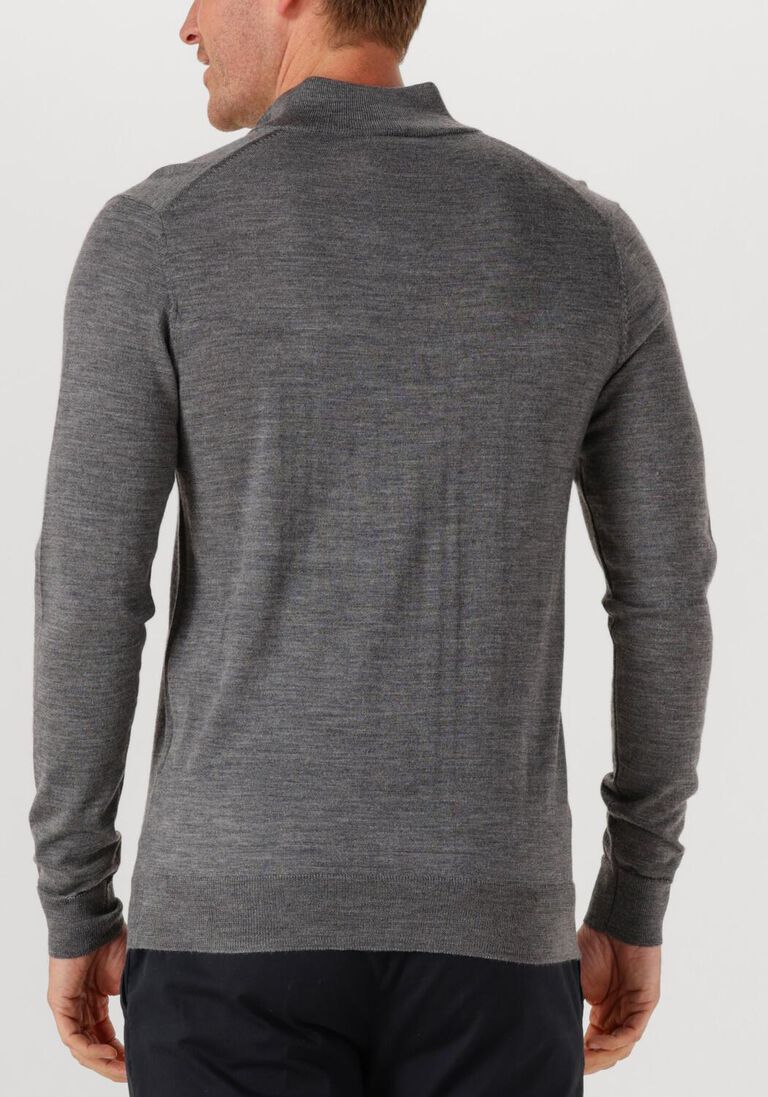 grijze profuomo trui pullover half zip merino