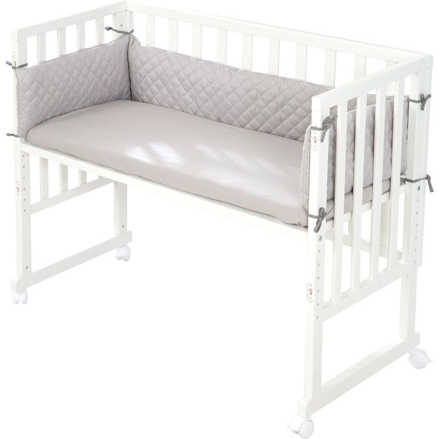 roba Stuben- & Beistellbett 3in1 Weiß mit Barriere Style grau