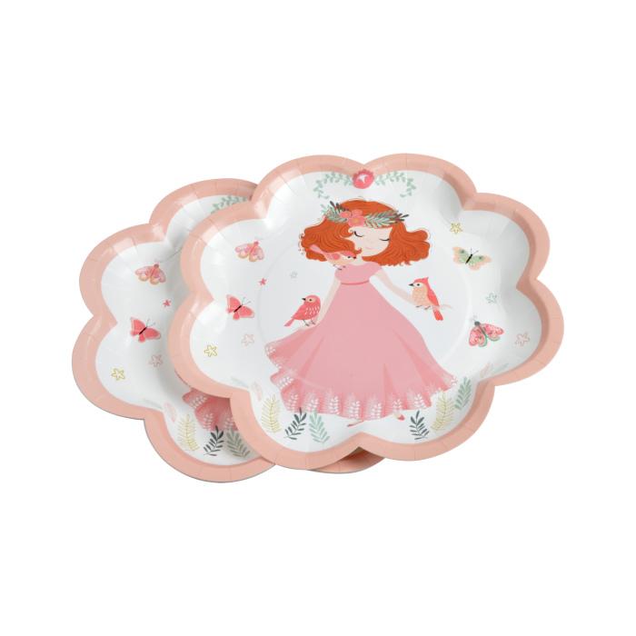 SET 6 ASSIETTES CARTON FORME FLEUR D.26CM PRINCESSE NATURE