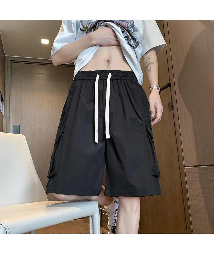 Urtishia - Effen cargoshorts met trekkoordtaille