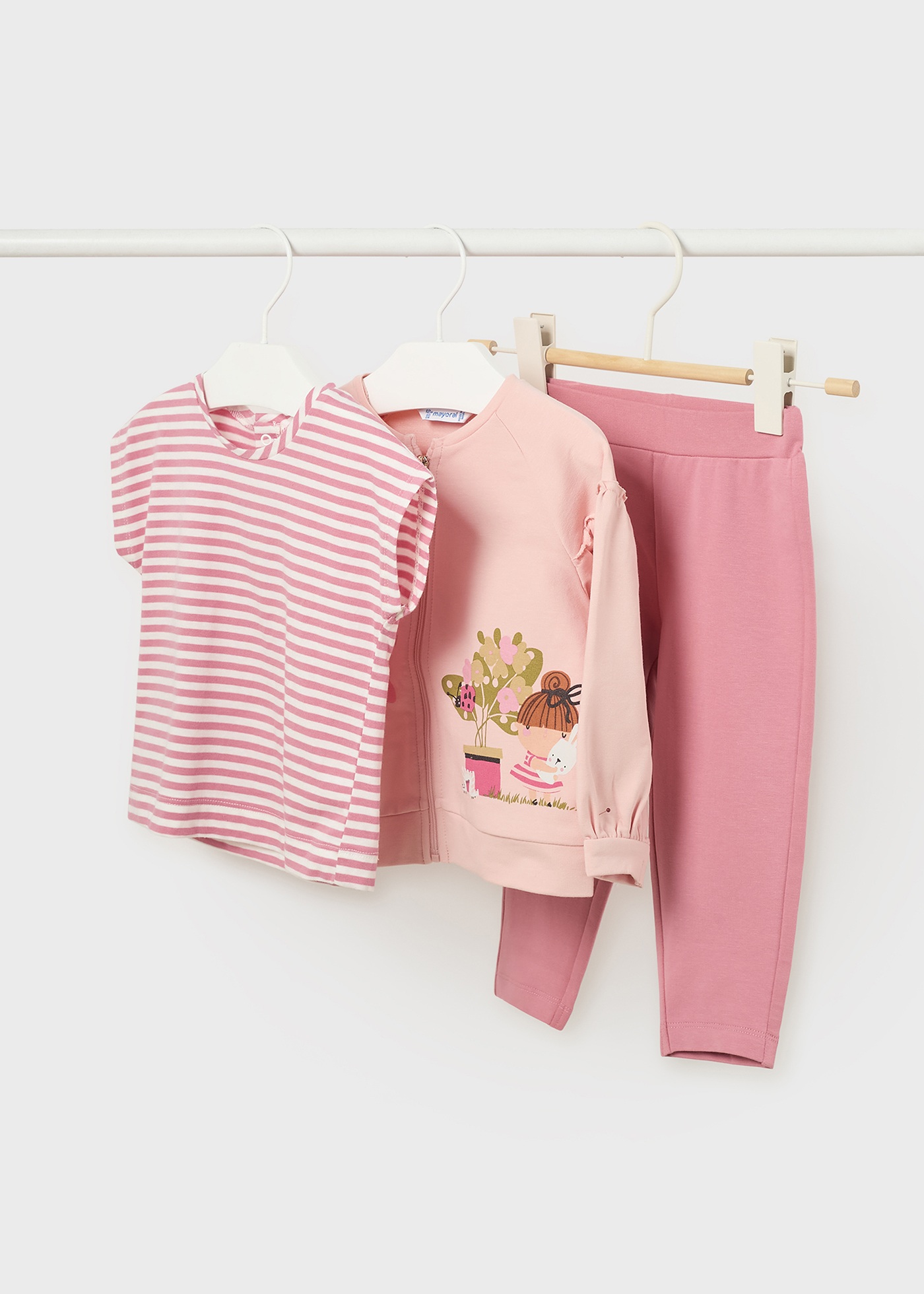 Conjunto de agasalho de 3 peças em algodão sustentável para bebê