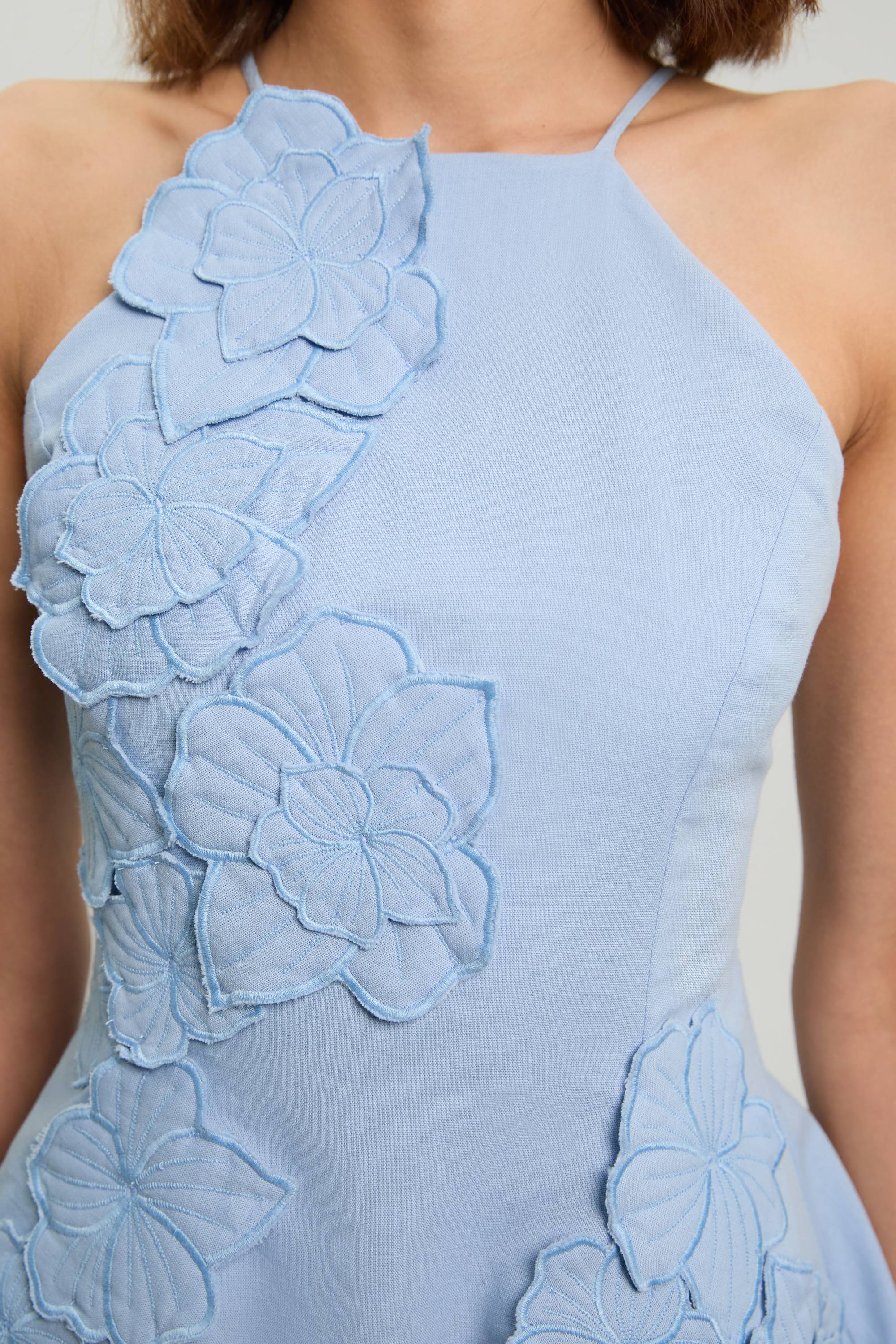 KarenMillen Robe Midi En Coton Lin À Fleurs 3D