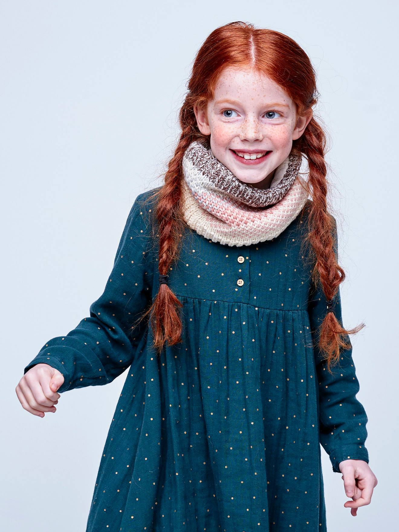Vestido marrom médio estampado para meninas