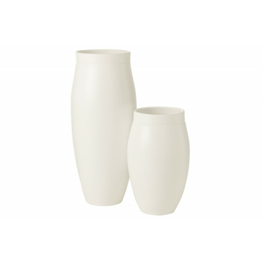 Vase long en céramique blanc 24x24x57 cm