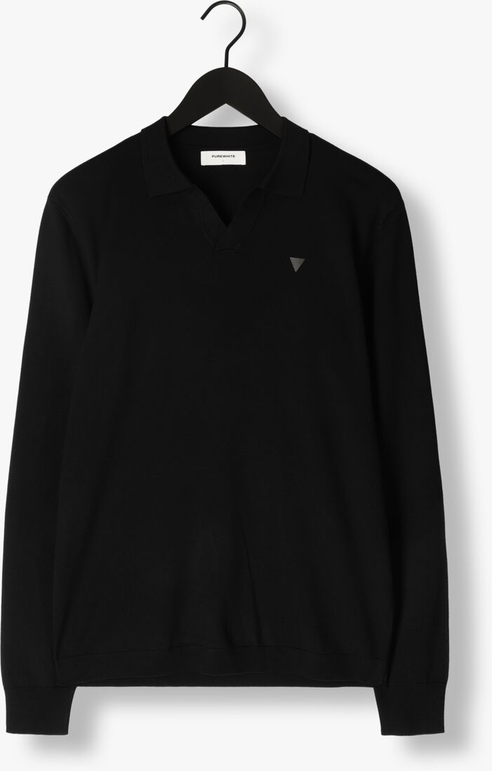 PUREWHITE zwarte purewhite trui knitted longsleeve with special collar