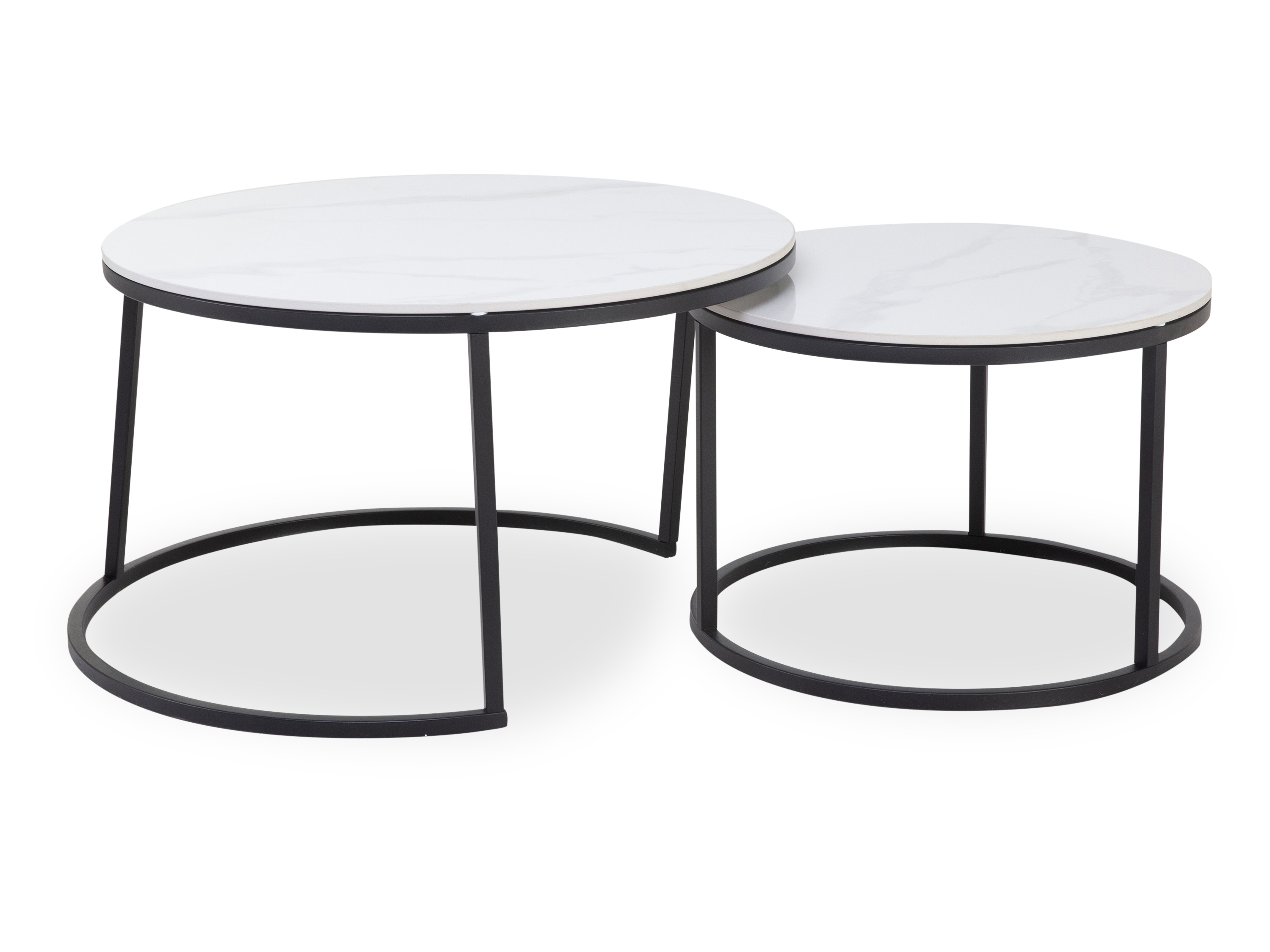 Couchtisch-Set CAMILLO II weiß hochglanz marmoriert
