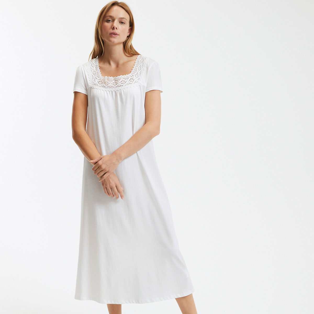 ANNE WEYBURN<br>Camisola de renda e algodão penteado