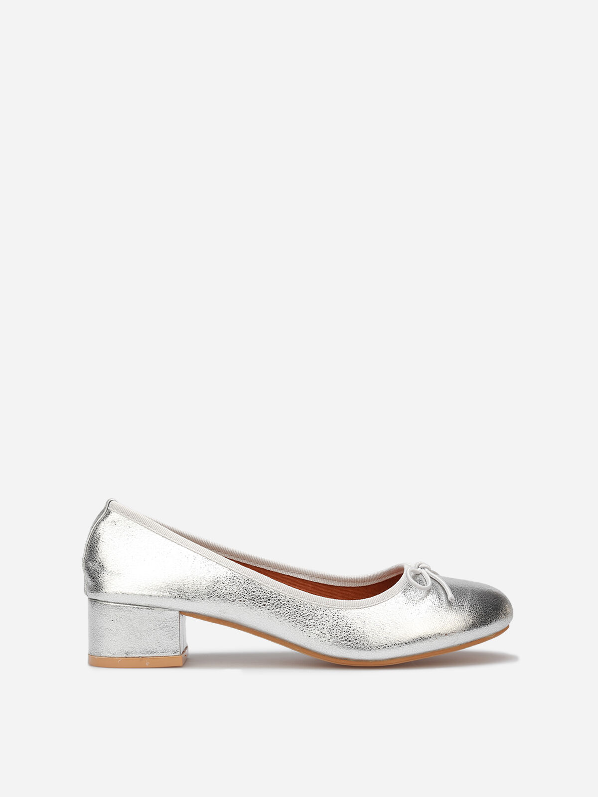 Ballerines à talon et noeud- Argenté