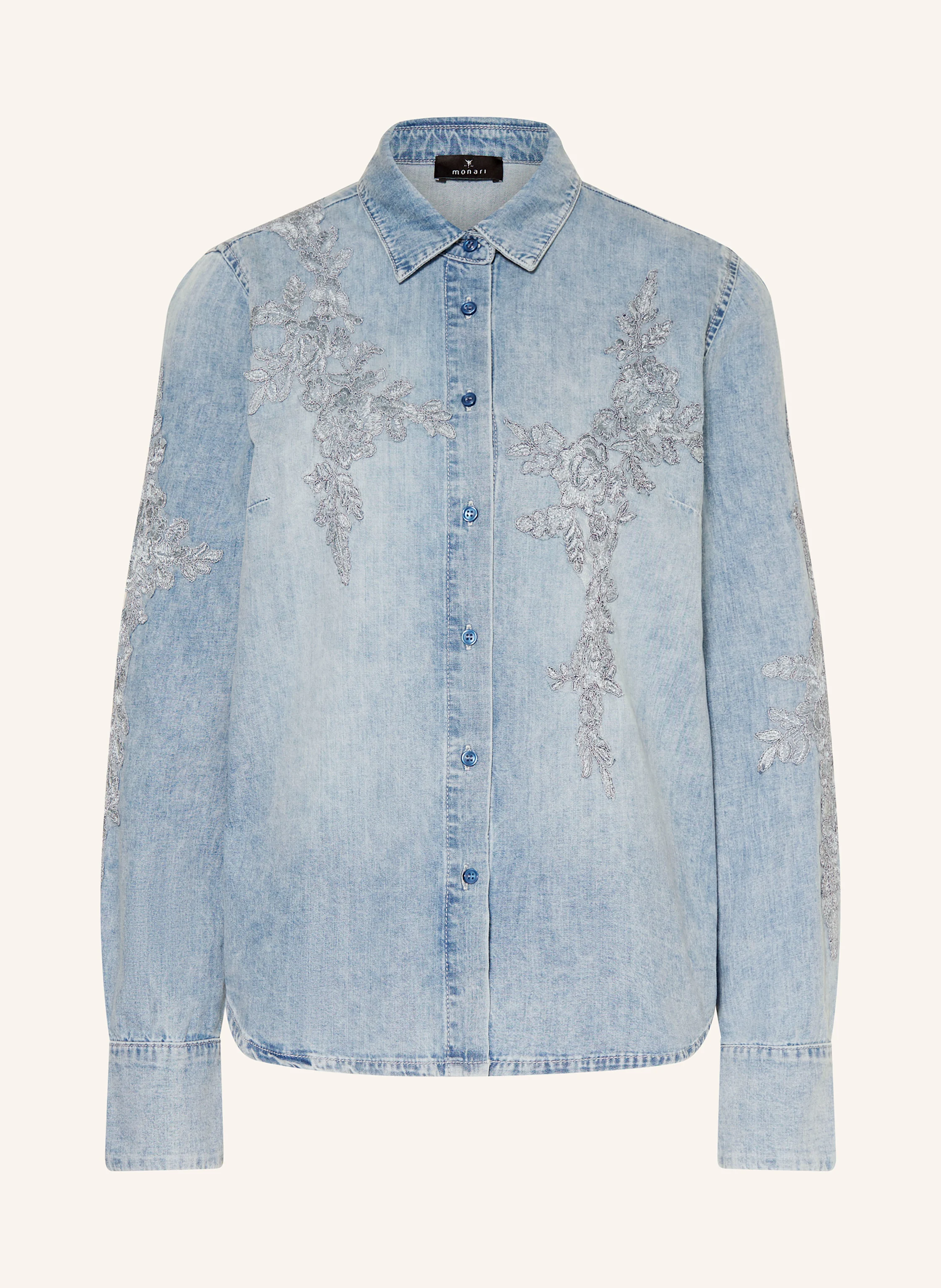 monari Jeansbluse mit Stickereien