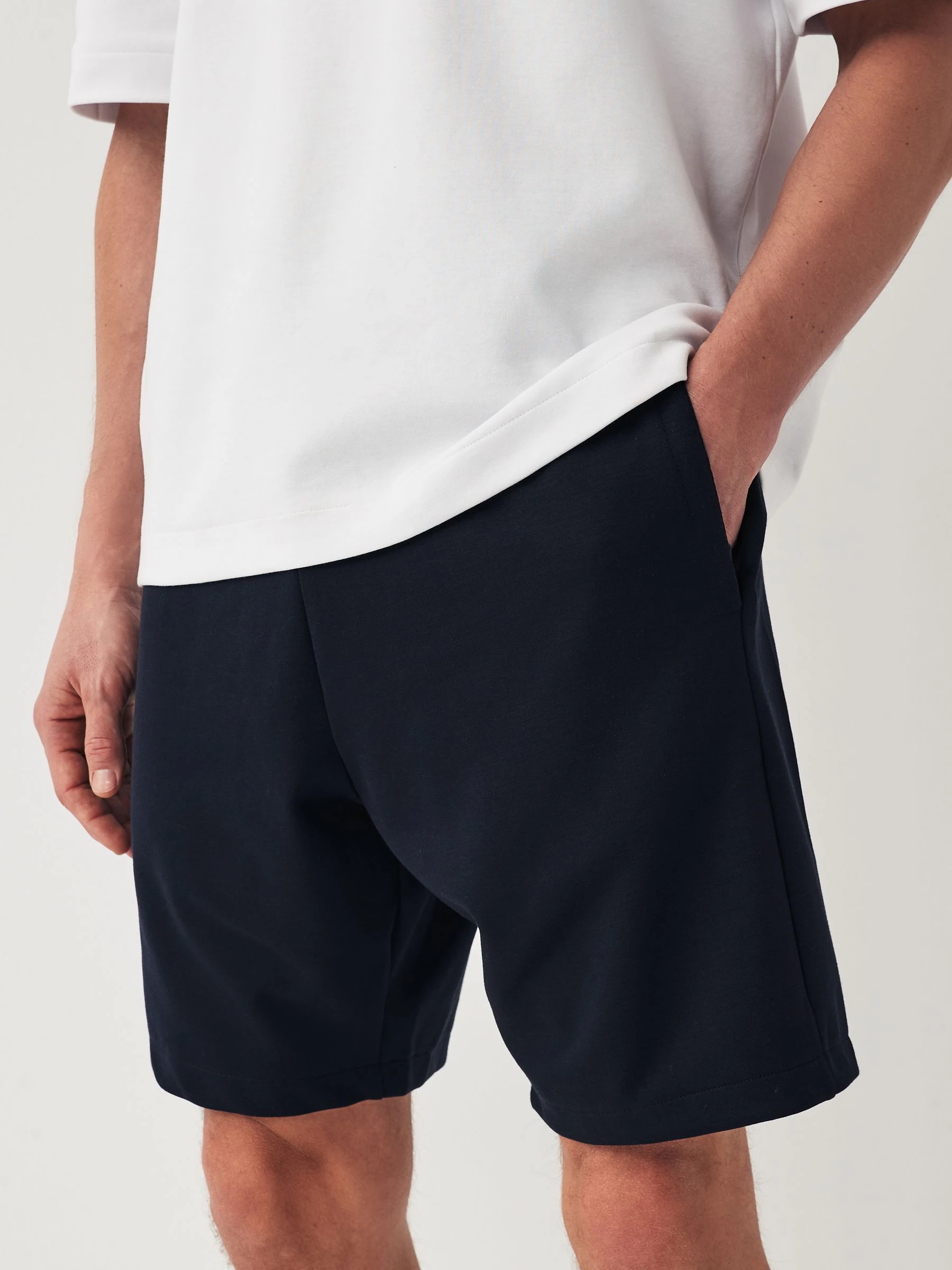 Leisteenkleurig/marineblauw - 2 jersey shorts met ritszakje