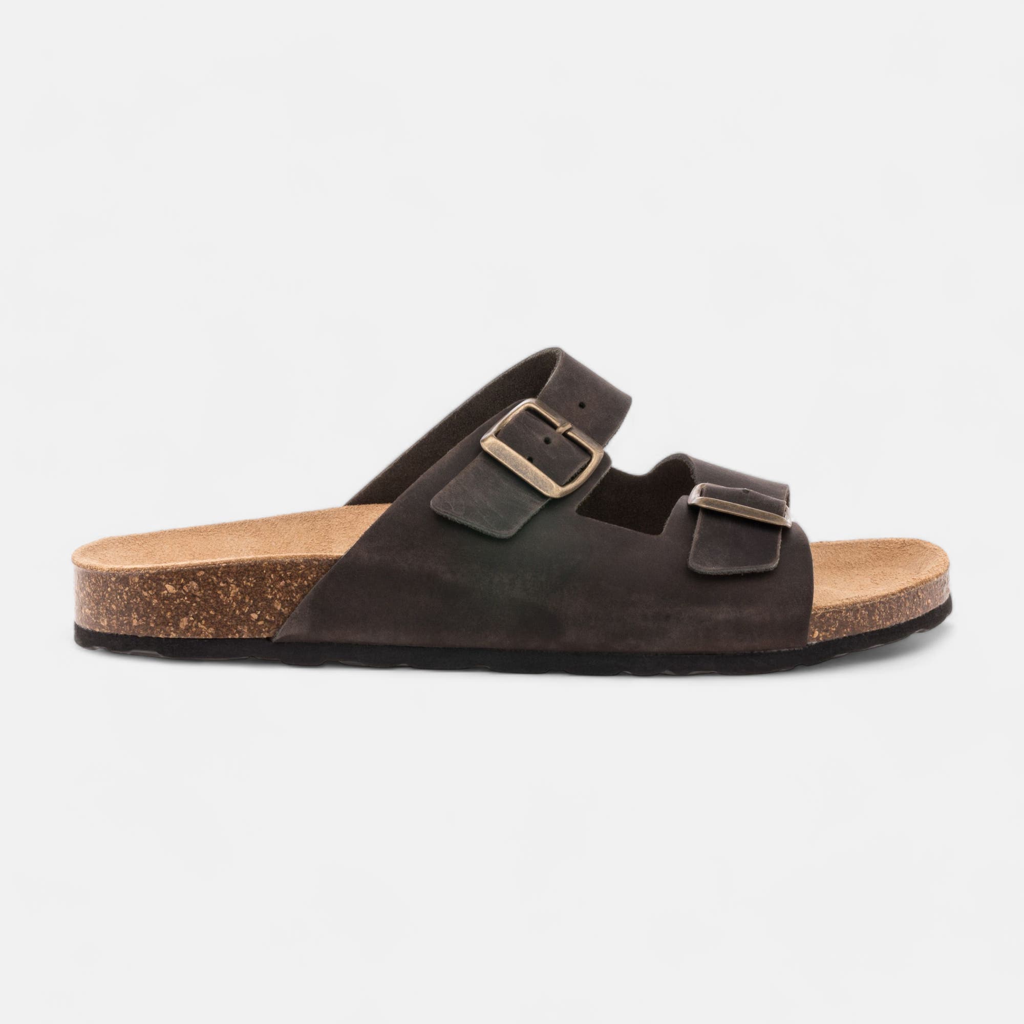 Mules semelle liège Homme en cuir marron