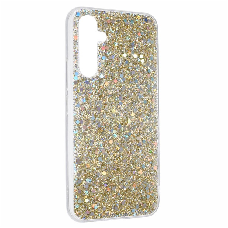 Samsung Galaxy A54 Gummi Case Schutzhülle im Glitzer Design - Gold / Transparent