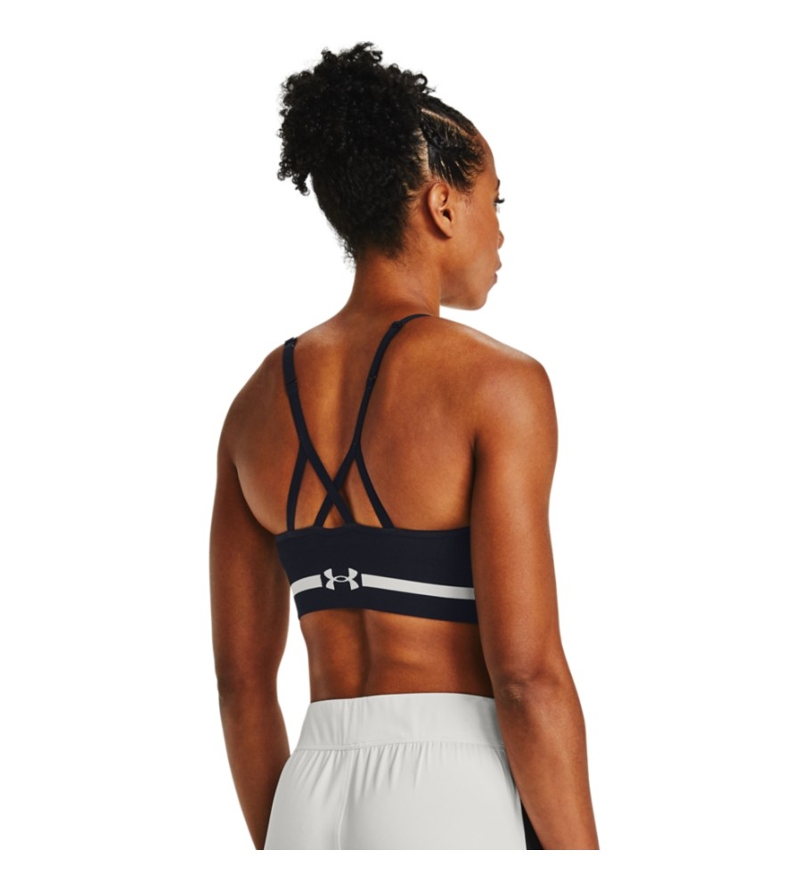 Sutiã esportivo Under Armour feminino UA Seamless Low Long, preto.