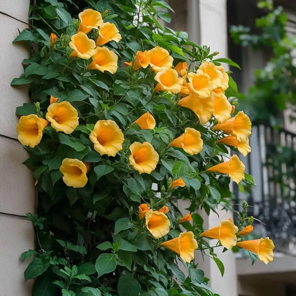 Trompetbloem - Set van 2 - Campis radicans 'Flava' - Hoogte 110-120cm - ⌀17cm