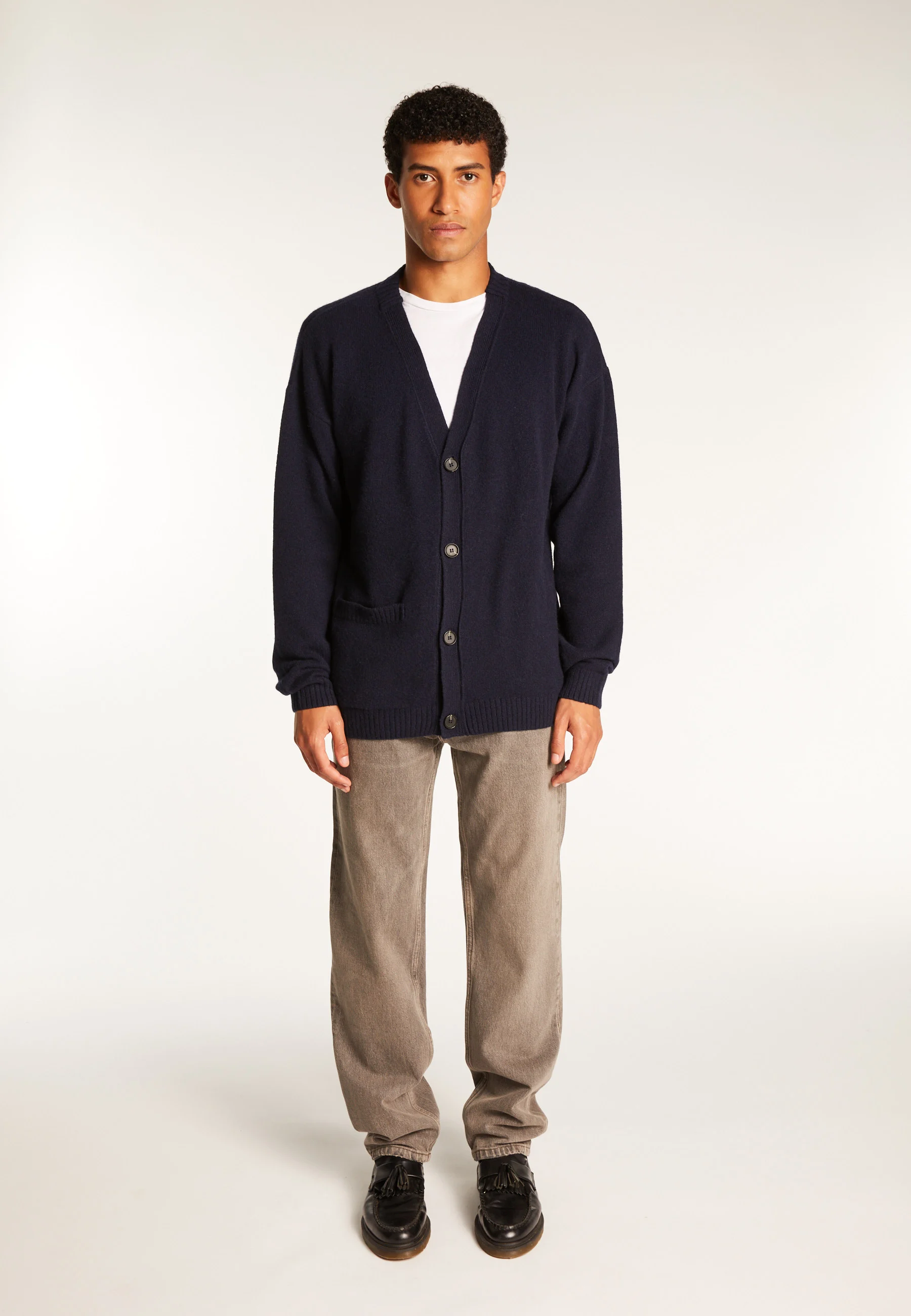 TITOUAN - Gilet boutonné en cachemire mélangé | Bleu