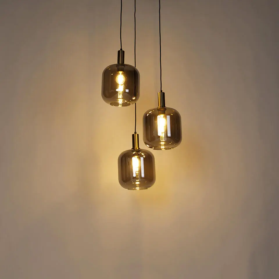 Qazqa hanglampen zuzanna grijs e27