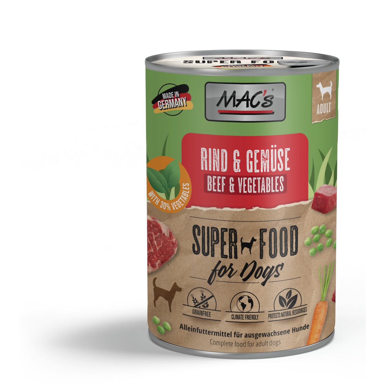 MAC's Nassfutter Hund Adult Rind und Gemüse 6x400 g