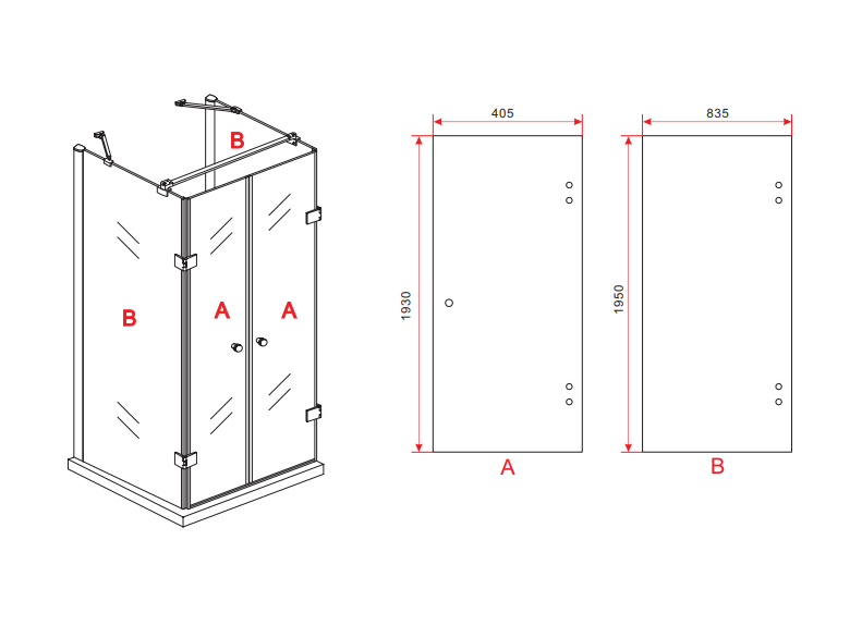 Sanigoods Snow douchecabine met 2 deuren 90x90cm chroom