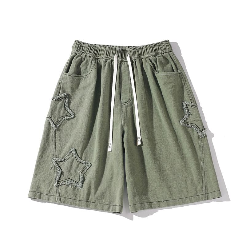 AXEN - High Waist Star Accent Wijde Broek