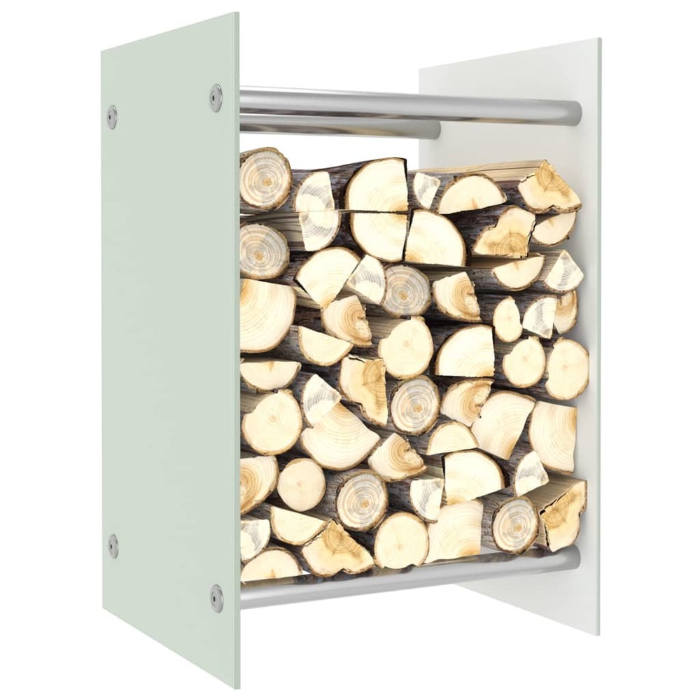 Portant de bois de chauffage blanc 40x35x60 cm verre