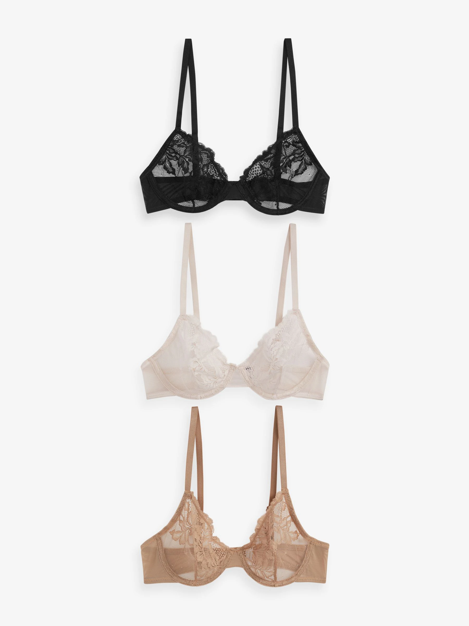 Zwart/nude/crème - 3 Kanten beha's