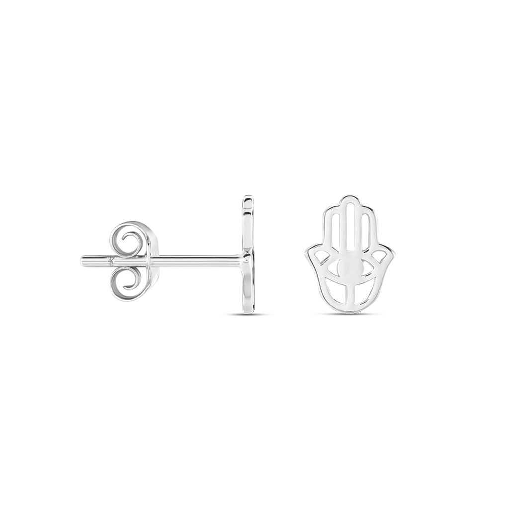 Boucles D'oreilles Puces Abby Argent Blanc