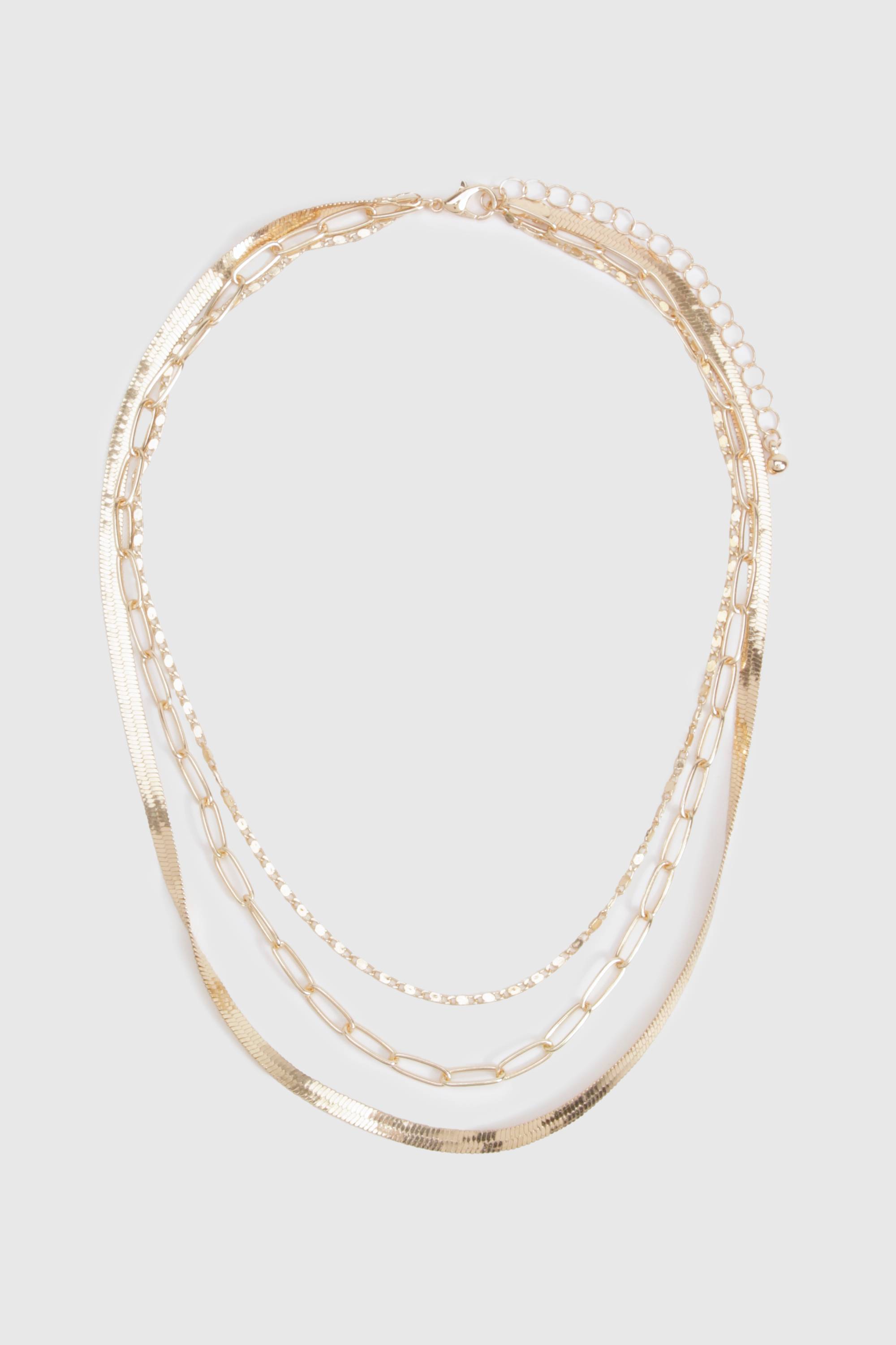 boohoo 3 Pack Colliers Superposés Dorés