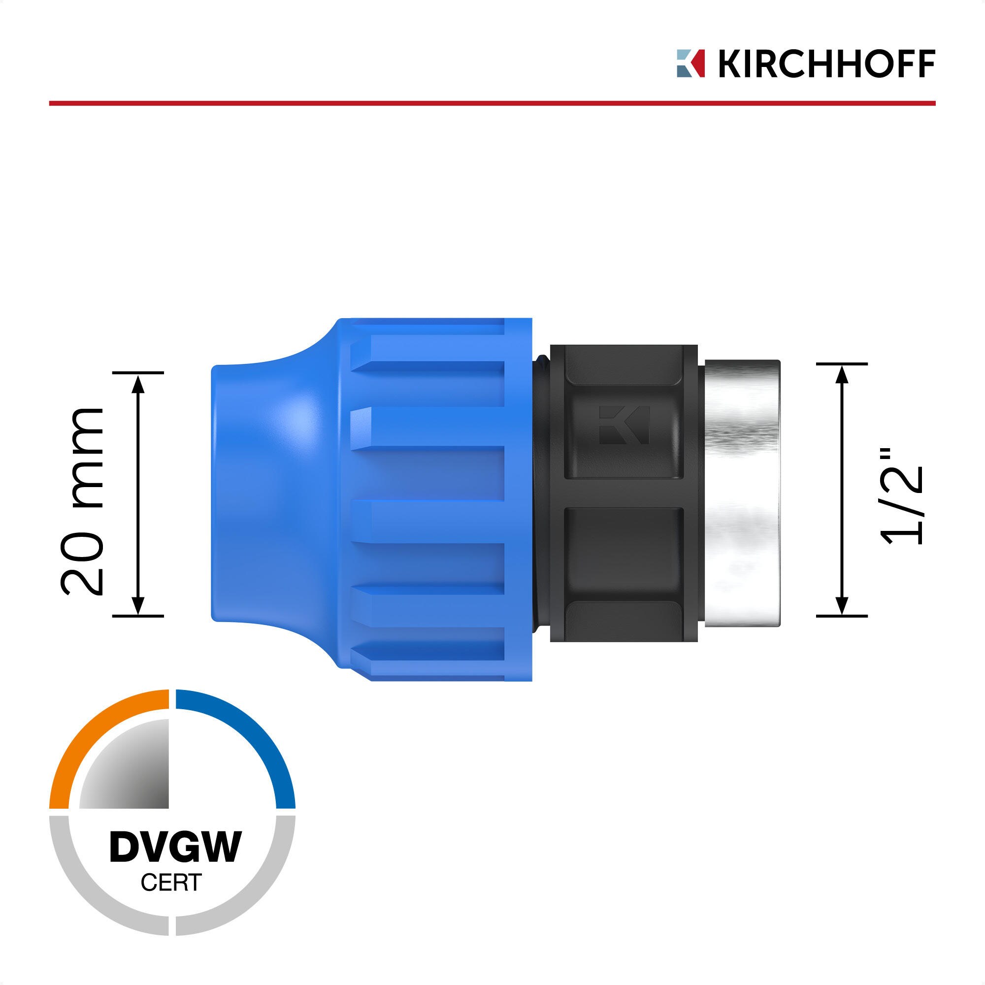 KIRCHHOFF Übergangsstück mit Innengewinde 20 mm x 1/2