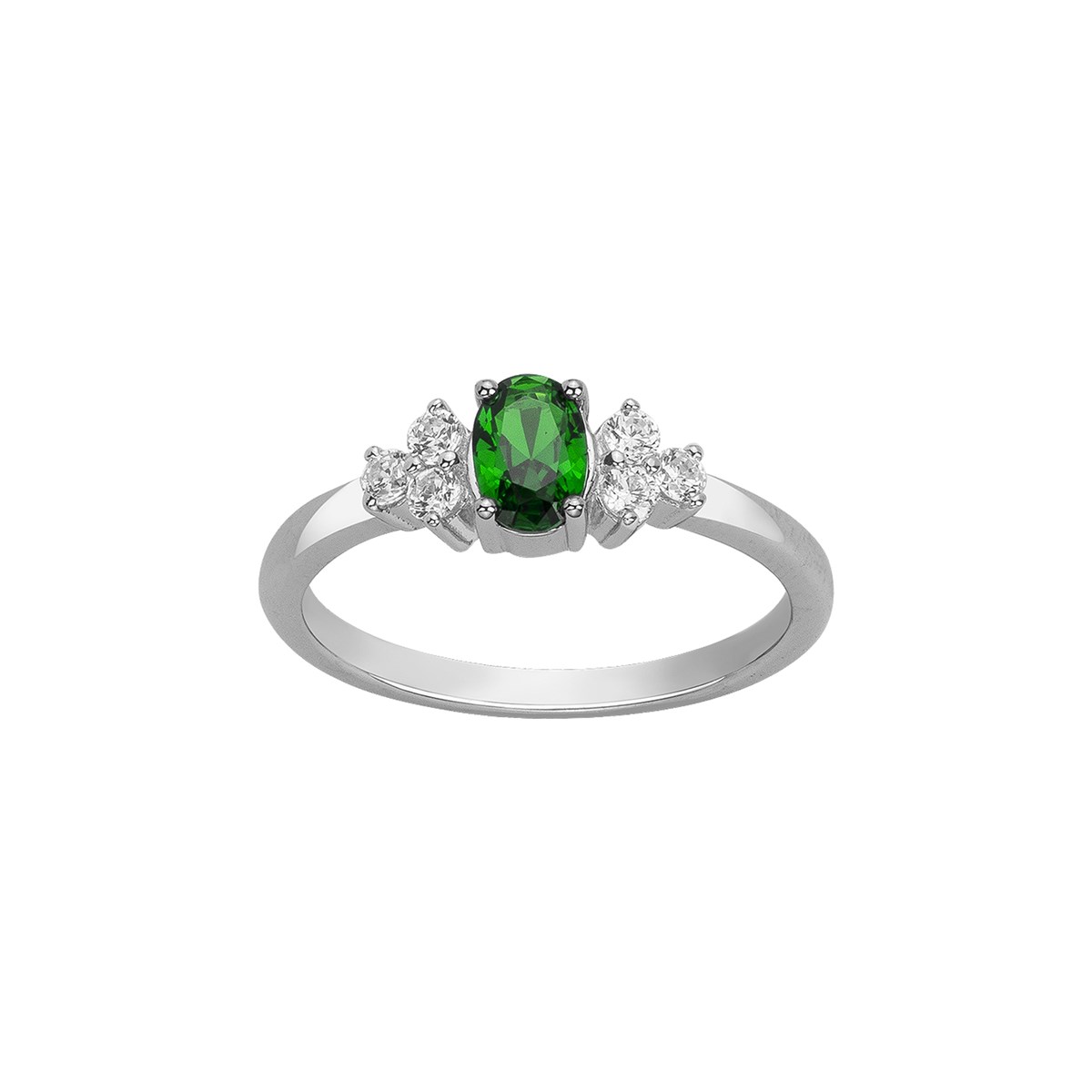 Bague de fiançailles en Argent avec oxyde de zirconium vert emeraude