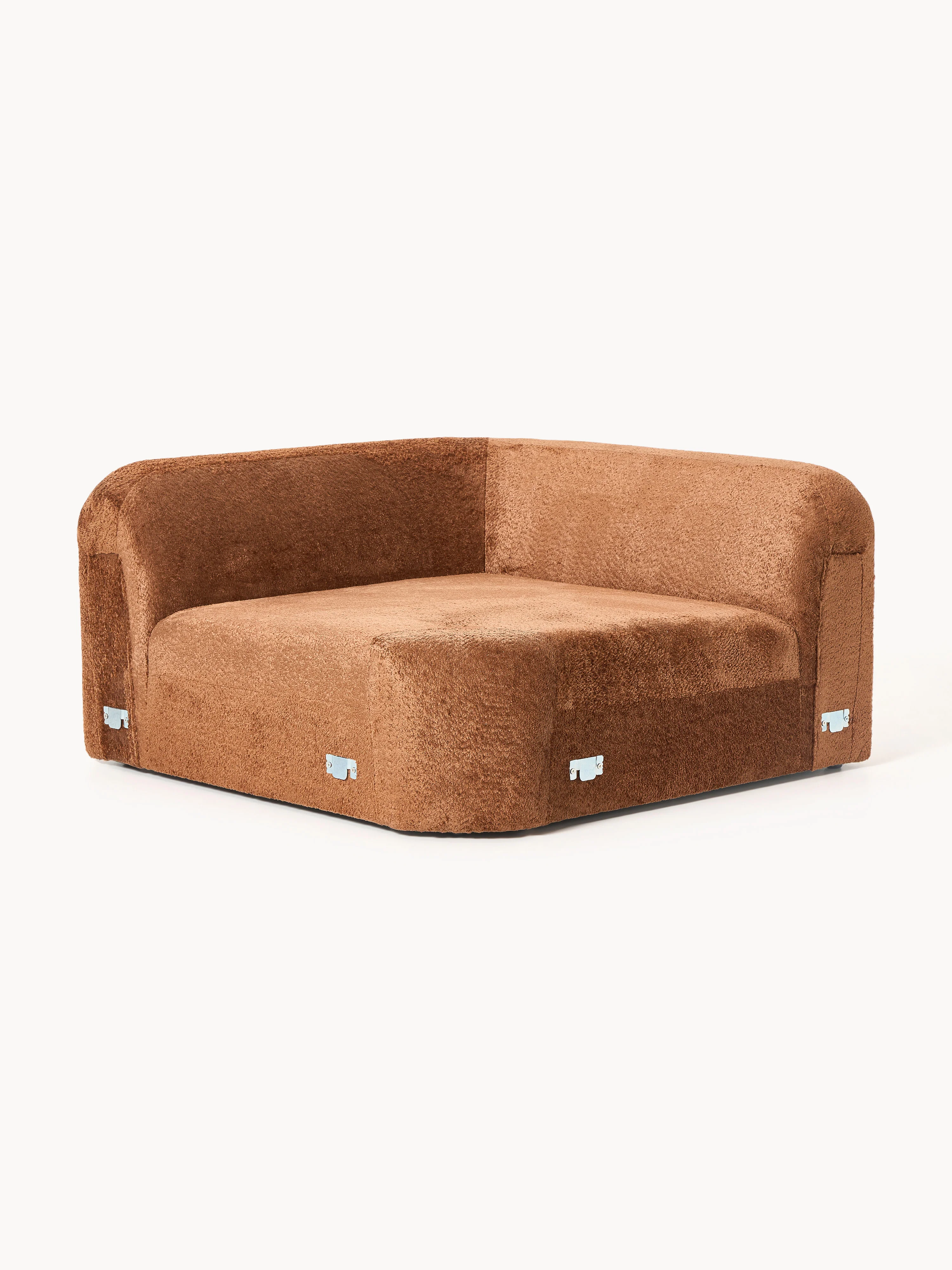 Afgeronde hoekmodule Wolke van teddy-bouclé