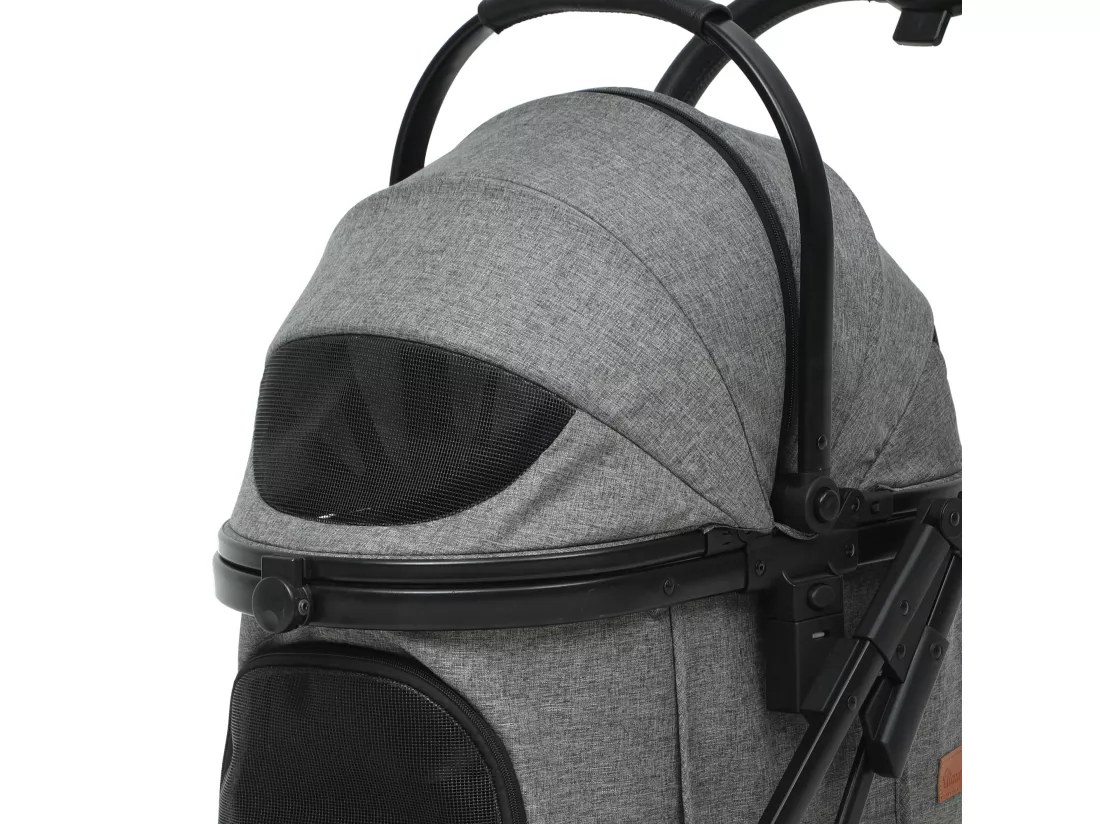 YITAHOME Poussette Chien pour Chien Chat - 15.9kg - avec Panier de Rangement - 4 Roues - Pliable Portable - Gris