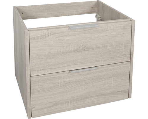Badkamermeubelset Differnz Bolo 61 x 110 x 46 cm, frontkleur licht eiken, wastafel en spiegel wit, badmeubel