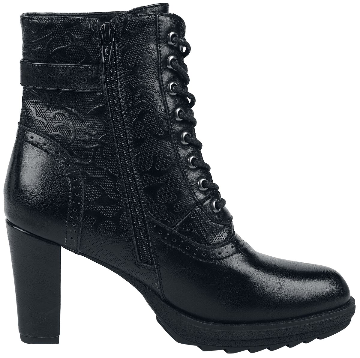 Lace-Up Boots With Ornaments | Gothicana by EMP Talons hauts