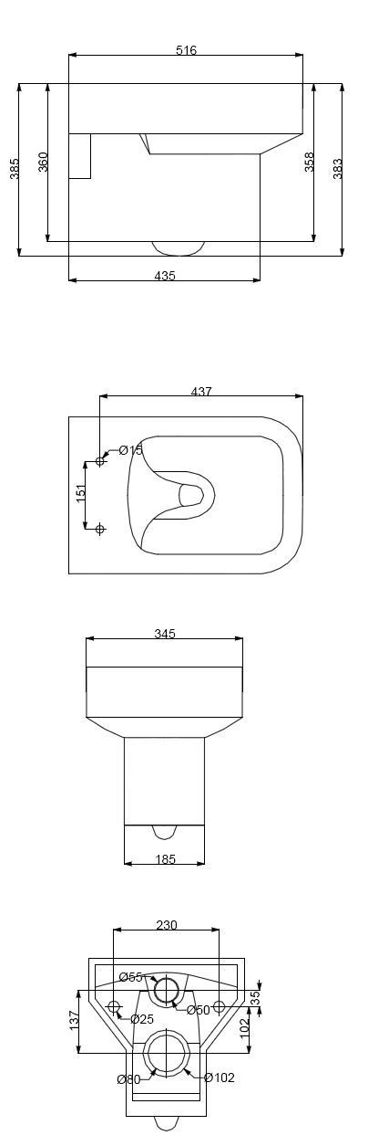 Mueller Cube wandcloset zitting diepspoel wit