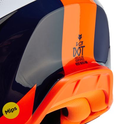Casque cross Fox V3 - REVISE 2024 - Bleu / Orange