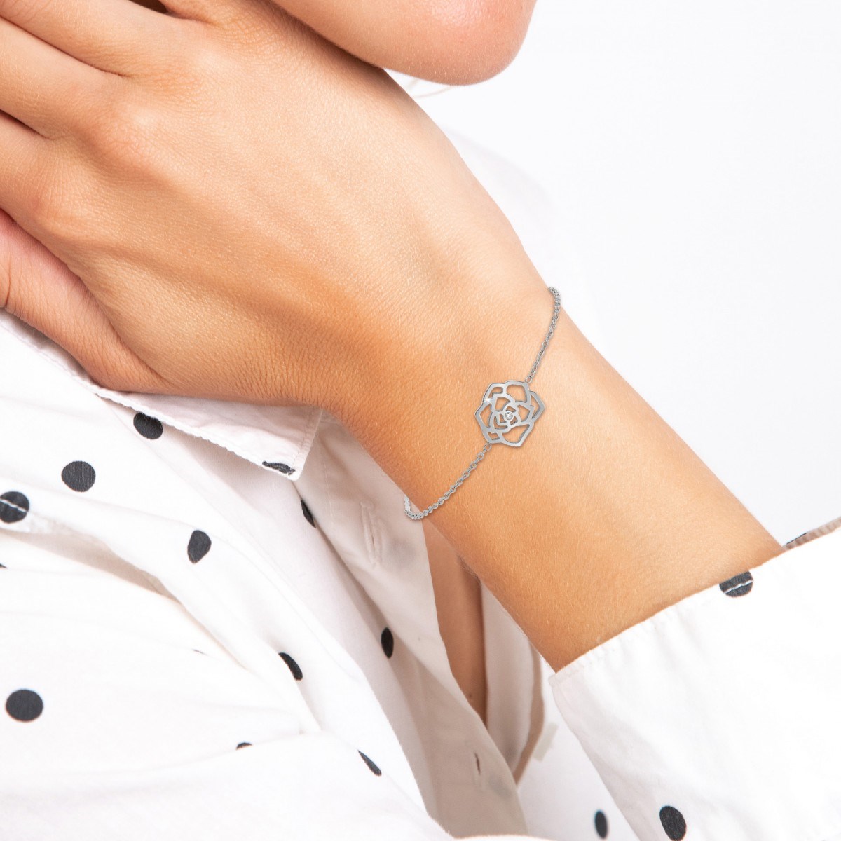 Bracelet fleur SC Crystal orné d'un véritable diamant blanc
