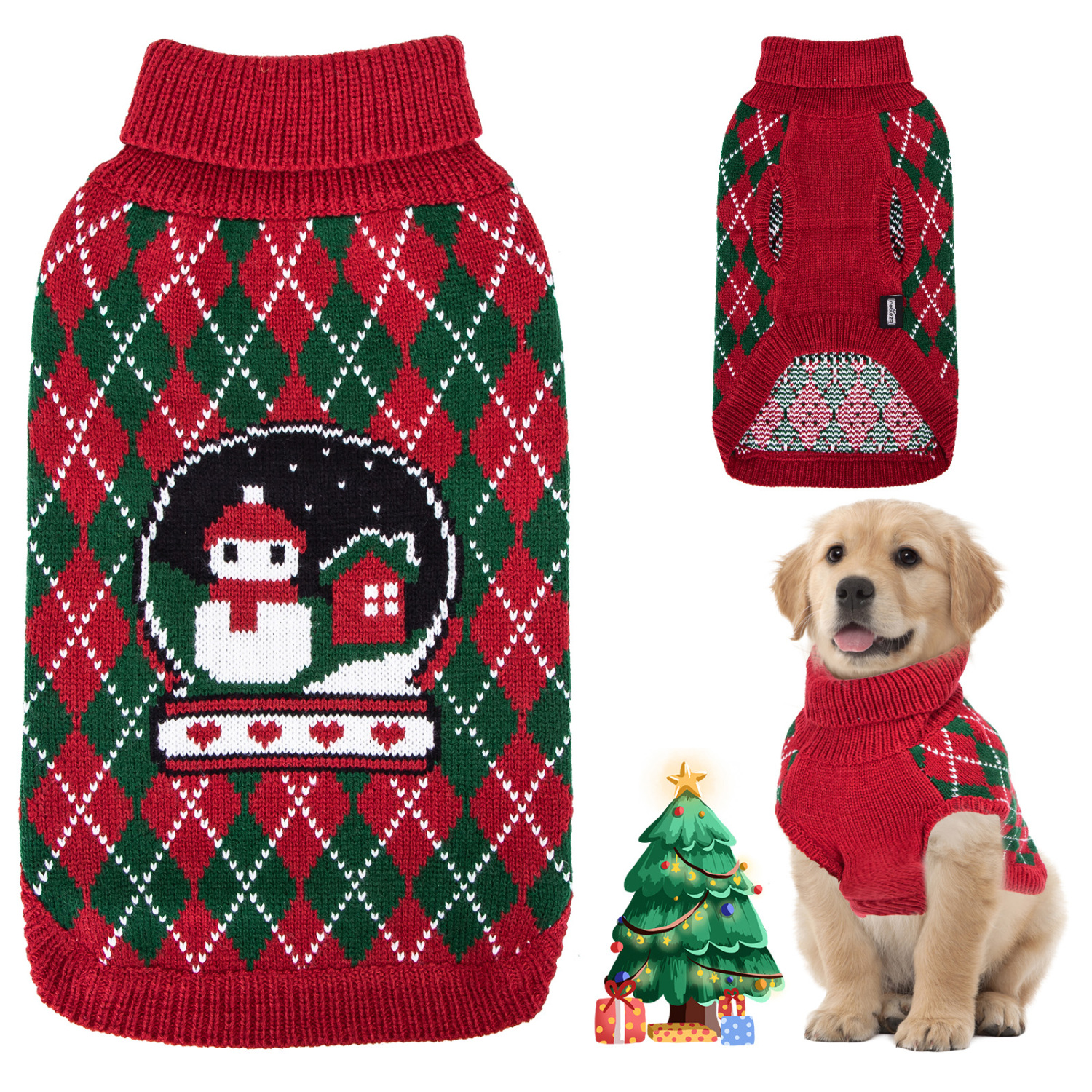 Nobleza - Suéteres de Natal para Cães e Gatinhos, Suéter de Natal para Animais de Estimação, Suéter para Cães e Gatinhos, Roupas Quentes de Inverno Adequadas para Cães de Pequeno e Médio Porte (Vermelho, tamanho P)