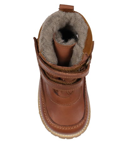 Pom Pom VinterStøvler m. For - Velcro Boot Tex - Dark Camel